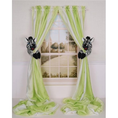 Curtain Critters ALBWZB460213SET 10 X 5 X 7 In. Plush Safari Zebra Curtain Tieback; Black & White - Set Of 2